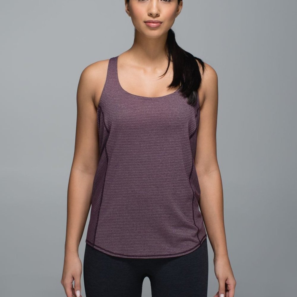 Lululemon Wild Tank Heathered Black Cherry Electric Coral Yoga Workout Top 4